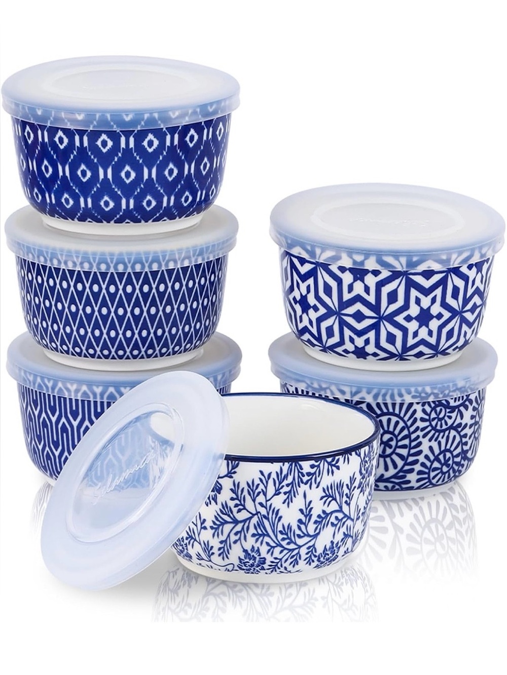 6 Selamica Ramekins with Lids, 8 Oz Oven Safe Creme Brulee Ramekins with Covers